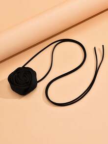 1 pieza Elegante corbata de flor de tela para mujer, adecuada para vacaciones y uso en fiestas - Negro 1420 - Ver 4