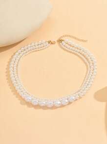 1pc Fashion Simple Style Pearl Beaded Necklace