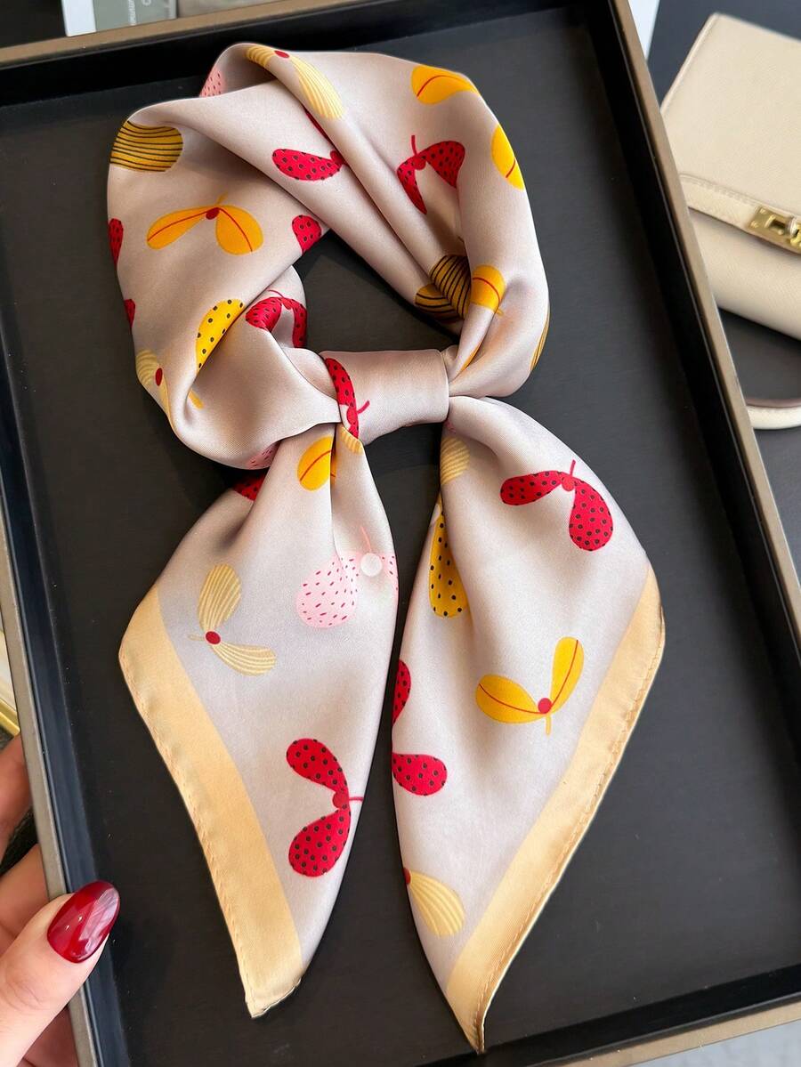 1 件花卉印花 68 厘米小方巾春夏时尚百搭仿丝优雅女士头巾腰带领带包装饰丝巾丝带围巾发饰设计适合日常佩戴。