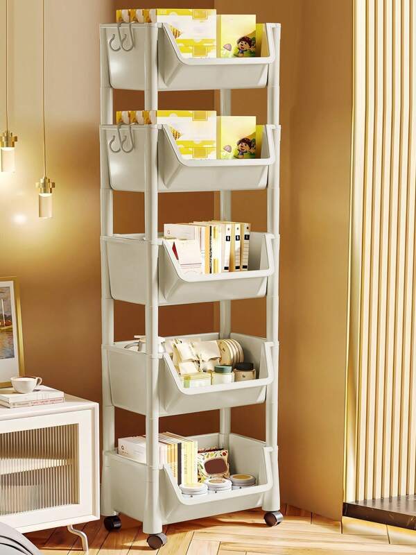 Rolling Utility Cart Organizer,  Storage Cart With Wheels, Snack Cart, Kitchen Cart, Bathroom Storage Organizers, Easy To Access, Stable And Durable, Great For Kitchen, Bathroom, Dorm, Living Room Bedroom, White