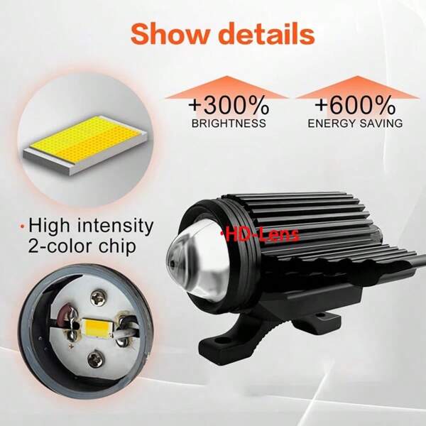 Heyword 1/2PCS Mini Driving Light Yellow And White Dual Color Assemble Lamp Motorcycle LED Light Lamp 9-36V Headlight