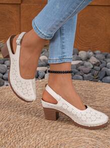 Soft Perforated Closed Toe Summer Sandals For Women, Breathable New Design Slip-On Hollow Out Flats, Comfortable Soft Bottom Hole Shoes