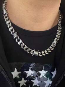 1 chiếc dây chuyền đinh tán bằng thép titan, trang sức cá nhân hóa phong cách hiphop thời trang. - (Chất lượng cao) Dây chuyền gai thép titan - Xem 3