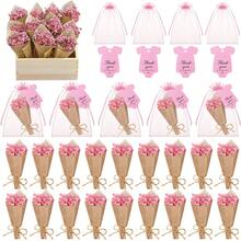 Set de 1/6 flores secas en miniatura, adecuado para bodas de estilo bohemio o como centro de mesa, incluye juncos secos en miniatura y artesanías florales, caja de regalo o decoración de jarrón para damas de honor, Día de San Valentín, regalo