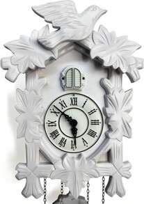 Cuckoo Clock Vintage Large Wooden Wall Clock Handcrafted 13x9.5 Inch (White)