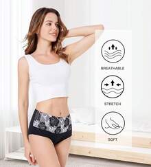 Women's Cotton High Waist Tummy Control Panties Jacquard Ladies Panty Multipack - Comfort - 簡訊 01 - 8 件裝 - 多種顏色 02 - 查看 4
