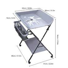 SanBouSi Folding Diaper Station Nursery Organizer With Storage Baby Infant Changing Table - Grey - View 5