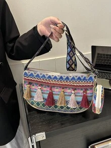 包包女包2025新款小众复古风女士单肩包时尚流苏跨界斜挎包