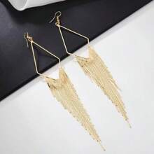 1 Pair Golden Tassel Chain Elegant & Delicate Pendant Earrings