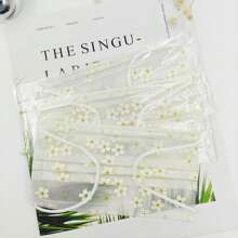 40pcs Ladies Floral Print Cute Cartoon Disposable Face Masks, Lightweight Breathable, Individually Wrapped, Stylish Ins Style, Summer