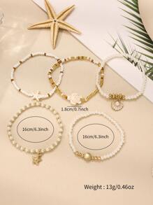 5/3pcs Elegant Starfish, Sea Turtle & Shell Shaped Pendant Bracelet Set, Bohemian Style Jewelry, Suitable For Women's Everyday Wear, Summer Holiday, Beach Party, Bikini, And Ideal Holiday Gift
