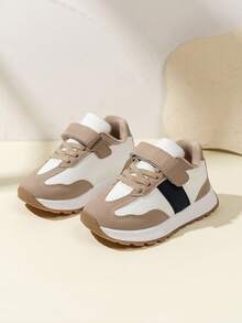 1 双男女通用卡其色休闲运动鞋，防滑耐磨平底复古风格户外儿童休闲鞋 - 卡其色 - 查看 2