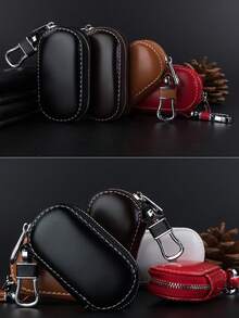 Funda lisa y sencilla para llave de coche unisex, bolsa para llaves de negocios, protector de llave con control remoto, estuche para llave con logotipo de coche - Multicolor - Ver 11