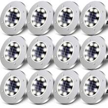 4/8/12/24pcs Solar Ground Lights, Outdoor 8LED Pathway Lights, Solar Garden Lights Landscape Lighting, Patio, Lawn, Driveway,White Light - White - View 10