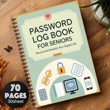 趣味螺旋密码笔记本日志簿 1 件，用于互联网和计算机登录、记录网站、用户名、密码、家庭或办公室密码管理器、剪贴簿套件工艺用品、学校用品、返校 - Spiral Notebook - 查看 2