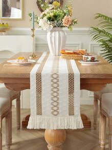 1 قطعة من منسوج الشراشيب الأنيق على الطراز القديم، مصنوع من القطن والكتان والجوت والدانتيل الريفي بنسيج شبيه بالكروشيه، قماش سميك، مناسب لطاولة القهوة والكومود والخزانة وحامل التلفاز والمفرش والطاولة الطعام وحصيرة الحماية وجري الطاولة وديكور المنزل وتجمعات العائلة وديكورات المناسبات والاستخدام الداخلي/الخارجي والتخييم والحفلات وحفلات الزفاف، متوفر بأحجام متعددة