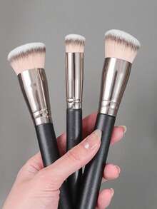 1 pensulă mare pentru fond de ten cu cap circular oblic, pensulă profesională de machiaj din păr sintetic pentru conturare, pensulă pentru fond de ten, pensulă pentru corector, pensulă pentru blush, pensulă pentru contur, pensulă pentru blush, pensulă pentru bronzer, pensulă pentru pudră, pensulă pentru fond de ten, pensulă pentru blush