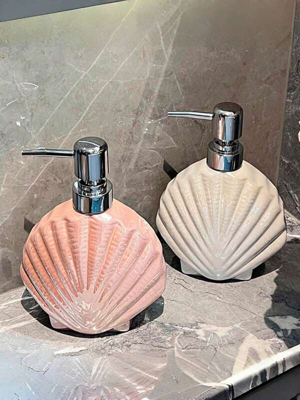 Pearlescent Iridescent Seashell Designed Ceramic Lotion Dispenser, Practical And Decorative For Kitchen And Bathroom, Great Home Accessory Back To School