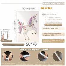 1pc Baby Room Decor Nursery Wall Art.Unicorn Mural, Unicorn Kids Room Decor, Girls Bedroom Mural, Whimsical Unicorn Poster, Kids Room Digital Wall Art, Playroom Decor, Toddler Room Prints, Eclectic Nursery Wall Art.Baby Nursery - Cute And Playful Children's Decor.Various Sizes 20-70cm, Framed Or Unframed Available, Perfect For Baby Room Decor.Home Decor, Summer Wall Art - Multicolor - View 15