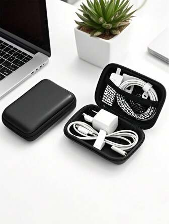 1 peça Caixa de armazenamento de acessórios digitais Carregador de celular Bolsa organizadora de cabos de dados com zíper ao redor da caixa Carteira Carregador USB Organizador de fones de ouvido Cabo de dados à prova de poeira Disco U Bolsa de armazenamento de fones de ouvido para viagens de negócios Escola Faculdade Escritório Material escolar Acessórios de viagem de volta às aulas Suplementos e medicamentos essenciais para viagens - perfeitos para viagens e uso doméstico Férias Férias de verão