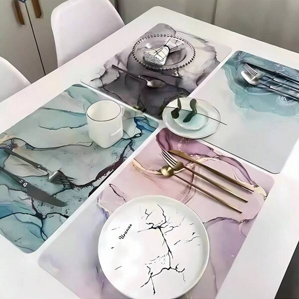 Nouveaux sets de table style nordique, résistants à l'eau, à l'huile et à la chaleur, pour assiettes, bols et tasses