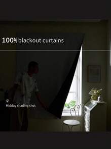 1pc Self-Adhesive Portable 100% Blackout Window Curtain, Drill-Free Blackout Cloth Suitable For Windows, Doors, Bedrooms, Basements - Heat Insulation, Dark Small Room Curtain, Can Be Used Year-Round