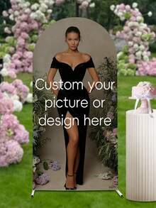 Personalized Spandex Arch Cover - Custom Arch Backdrop Cover Fit Round Top Backdrop Frame Stand, Arch Backdrop Cover For Birthday, Theme Party, Wedding,Multiple Size Options ,Forever Love - Multicolor - View 6