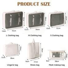 10Pcs Packing Cubes Compression Travel Luggage Storage Bags Organiser UK - Black - View 2