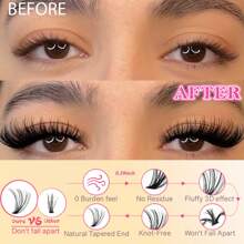 418Pcs Fluffy Clusters Lash Extension Kit Thick Eyelash Extension Kit 40D Wispy Cluster Individual Lashes Kit With Lash Bond And Seal, Eyelashes Tweezers, Lash Brush DIY At Home And Reusable(418Pcs,8-18mm)