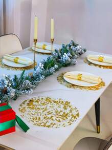 100pcs/Pack 13-Inch Round Gold Metallic Foil Placemats, Disposable Shiny Gold Placemats For Home Decor, Party, Wedding, Christmas, Thanksgiving, Valentine's Day Table Centerpiece