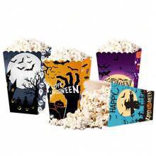 24/4 pièces Boîte à pop-corn en papier motif chauve-souris fantôme pour Halloween, boîte à frites motif sang, boîte de décoration de collation d'Halloween, décorations de scène de fête d'Halloween, décorations de centre de table d'Halloween, boîte à bonbons motif toile d'araignée rose, boîte-cadeau, convient pour la fête d'Halloween, la décoration de cuisine à la maison, les fournitures de cuisson