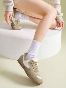 CAMEL CROWN Zapatos casuales para caminar de mujer, zapatillas versátiles retro, cómodos y antideslizantes - Caqui/m - Ver 2