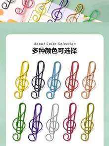 Set de 10/30/80 piezas de clips de papel con forma de nota musical, 6 colores mezclados, material de metal, accesorios de oficina con tema musical, adecuados para marcadores de libros, oficina, cuadernos escolares, útiles escolares, temporada de regreso a clases