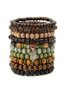 10pcs/Set Bohemian Style Wooden Bead, Sea Turtle, Coconut, Turquoise Bracelet Set, Suitable For Men's Daily Wear