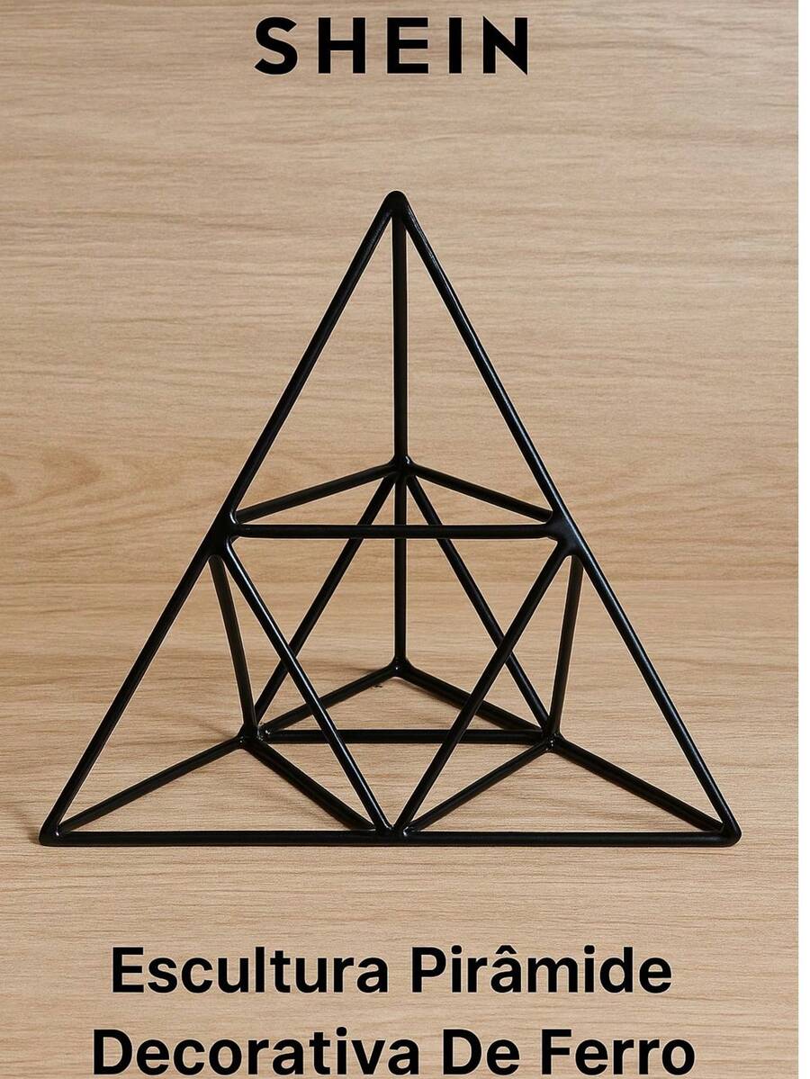 DECORATIVE IRON PYRAMID SCULPTURE - Black - View 1