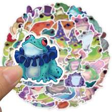 50张可爱青蛙贴纸，适用于笔记本电脑、杯子、冰箱、书籍、行李箱、桌子、头盔、滑板、吉他、剪贴簿、DIY盒子、包装标签、派对装饰 - 彩色 - 查看 7