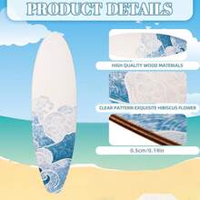 3 Pcs, Wooden Surfboard Beach Decor, Wall Decoration Wooden Wall Sign, Ocean And Beach Theme Decorative Pendant Presented In Artistic Style, Suitable For Tropical Bedroom Living Room Decoration