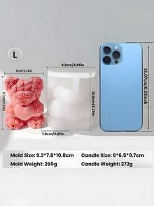 1 件 3D 心形玫瑰泰迪熊硅胶蜡烛模具 - DIY 情人节浪漫礼物，用于香薰蜡烛树脂工艺品婚礼家居装饰 - 白色 - 查看 14