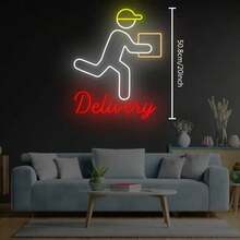 可定制快递配送 LED 霓虹灯 - USB 供电 10 级可调亮度壁灯，带有个性化文字，多色照明，适用于家庭办公室和快递站装饰，定制 LED 霓虹灯，壁挂灯 - 16 英寸/40.6 厘米 - 查看 3