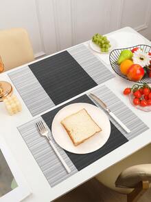 2/4/6/8/12pcs Woven Striped Placemats, Hollow Drain Tea Coasters, PVC Material 11.8in X 17.7in Heat-Insulating Mats, Washable, Trimmable, Easy To Clean, Wipe-Able, Non-Slip, Heat-Resistant, Suitable For Gifts, Room Decor, Dining Table Decor, Home Decor, Birthday Decor, Wedding Decor, Outdoor Decor, Picnic Decor