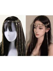 1件装时尚优雅链条流苏头饰额链发链头饰头饰发饰发藤链，发饰，婚礼，节日装扮，锐舞派对配饰，发饰，准新娘