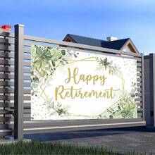 1pc Happy Retirement Backdrop - Eucalyptus Leaves Retirement Party Decorations - Sage Green Greenery Congrats Photo Booth Prop