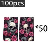 1 set/2 buc prosoape de bucătărie cu model craniu și floral, prosoape de spălat vase, potrivite pentru decorarea interioară în restaurante, bucătării și băi, decorare pentru petreceri, cadouri de festival și pot fi oferite și ca cadouri de Halloween