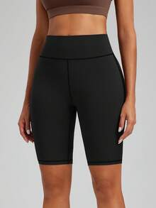 1pc High Waist Butt Lifting Tight Leggings, Bike Shorts, Jogging Shorts, Sports Shorts For Summer, With Pockets, Gym Wear, High Elasticity, Breathable, Moisture Wicking, Suitable For Gym Workout, Outdoor Sports, Yoga, Pilates, Running, Cycling