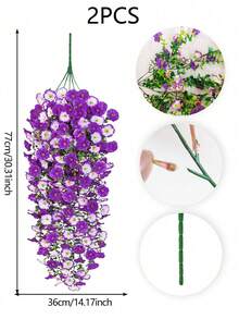 1/2/4/6pcs Artificial Eucalyptus Silk Flower Vines, UV-Resistant Greenery For Outdoor Hanging, Suitable For Anniversary, Graduation, Wedding, Party, Home, Office, Porch, Garden, Wall Decor In Spring & Summer - Morning Glory Wall Hanging Two Colors-02 - View 5