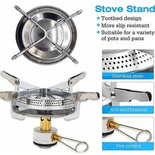 Portable Mini Camping Gas Stoves, Camping Picnic Cooker Burner With Storage Bag - Silver - View 4