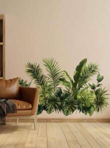 1pc Leaf Jungle Wall Decals Green Plants Wall Stickers For Bedroom, Tropical Wallpaper Leaves Wall Art Decor Stickers Removable Vinyl Natural Palm Leaf Wall Posters Decorations For Living Room Nursery Office Room Decor Home Decor Wall Decor Bathroom Decor Kitchen Home Decor Living Room Wall Paper House Decor Bedroom Decor Room Decoration Stuff Living Room Decor Personalised Stickers