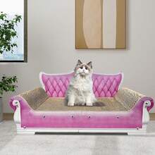 Sofá cama rascador de cartón para gatos, con forma de sofá, para rascar gatos, para rascar para gatos de interior (color café) - Rosa - Ver 8