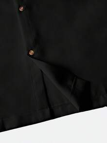 2pcs/Set Men's Dashiki, Solid Color Short Sleeve, Pocket, Classic Collar, Elastic Waist Pants, African Clothing, Men Summer Casual Short Sleeve Top And Long Pants 2 Pieces Set, Streetwear, Party, Wedding, Daily Wear, Cultural Events, Traditional Ceremonies - 黑色 - 查看 6