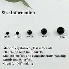 Hạt pha lê Áo màu đen cắt cạnh 2/3/4/6/8/10/12mm Rondelle hạt rời dùng làm đồ trang sức, vòng tay, vòng cổ, khuyên tai, thiết kế túi xách - màu đen - Xem 6